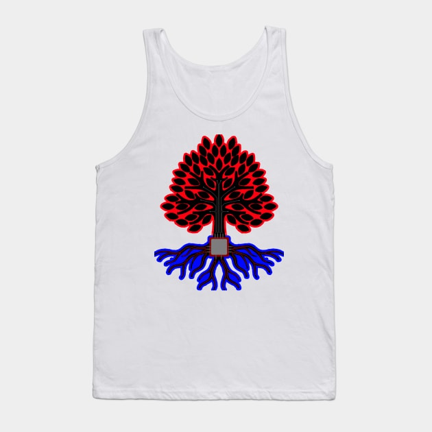 Mechanical Red Electronic Thunder Eating Tree Tank Top by Student-Made